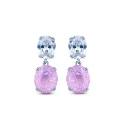 Brinco Banho De Rodio Cristal Fusion Rosa Claro