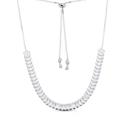 Choker Prata Leve Riviera Zircônias Brancas Retangular