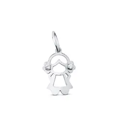 Pingente Prata Menina Duas Zircônias