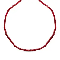 Colar Prata Pedra Natural Jaspe Vermelha 50cm