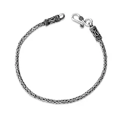 Pulseira Prata Bali Masculina Ponto Peruano 19cm 2mm