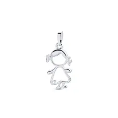 Pingente Prata Menina Com Zircônias