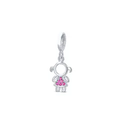 Berloque Prata Art Collection Menina Zircônia