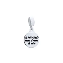 Berloque Prata Art Colection A Felicidade Mora Dentro De Mim