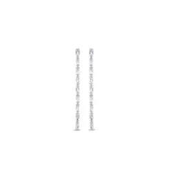 Brinco Prata Leve Cristal Branco Pendurado