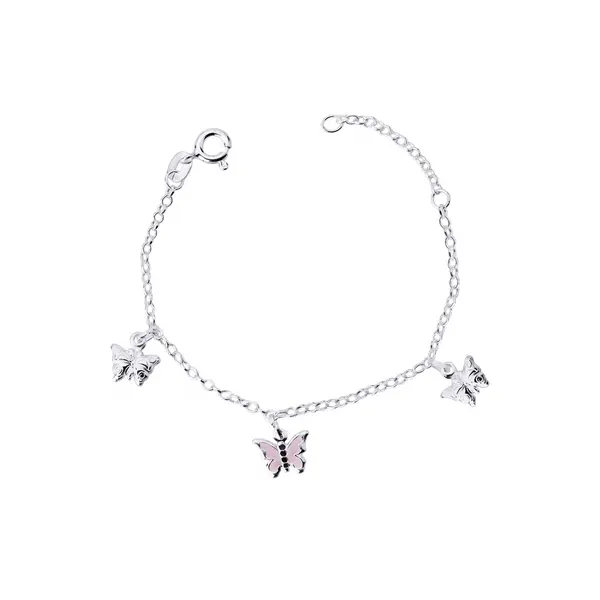 Pulseira Prata Infantil Borboletas