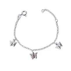 Pulseira Prata Infantil Borboletas