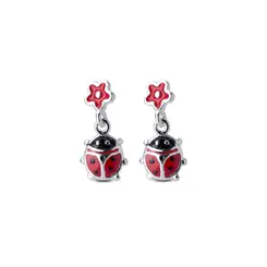 Brinco Prata Joaninha Esmaltado