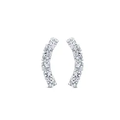 Brinco Prata Leve Ear Cuff Com Zircônias Brancas