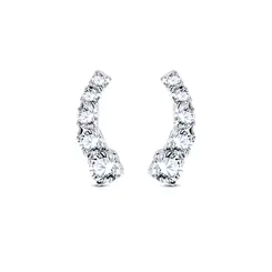Brinco Prata Leve Ear Cuff Com Zircônias Brancas M