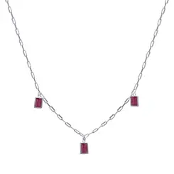 Choker Prata Leve Zircônias Vermelhas