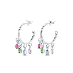 Brinco Prata Leve Color Circle