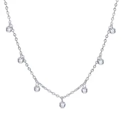 Choker Prata Leve Com Zircônias Brancas Penduradas
