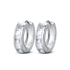 Brinco Prata Com Zircônias Argola Click