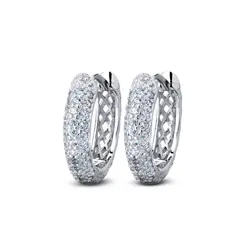 Brinco Prata Rodinada Com Zircônias Argola Click