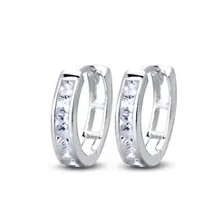 Brinco Prata Com Zircônias Argola Click