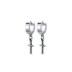 Brinco Aço Argola Click Com Cruz