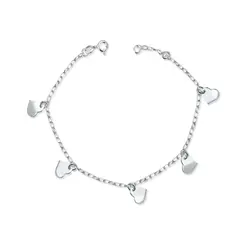 Pulseira Prata Coração Chapinhas Lisos
