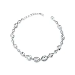 Pulseira Prata Rodinada Pingentes Lisos Oval