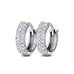 Brinco Prata Rodinado Argola Click Com Zircônias