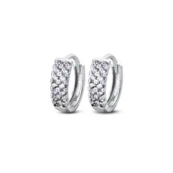 Brinco Prata Rodinado Argola Click Com Zircônias