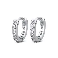 Brinco Prata Rodinado Argola Click Com Zircônias
