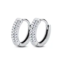 Brinco Prata Rodinado Argola Click Com Zircônias