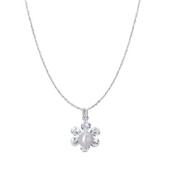 Gargantilha Prata Flor De Zircônias Com Perola