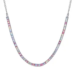 Choker Prata Leve Riviera Zircônias Coloridas