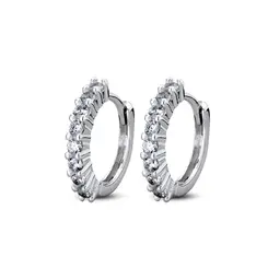 Brinco Prata Rodinado Argola Click Com Zircônias