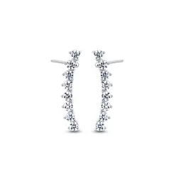 Brinco Prata Ear Cuf Zircônias