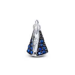 Pingente Prata Nossa Senhora Aparecida Zircônias 1,3cm