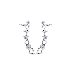 Brinco Prata Ear Cuf Estrelas Com Zircônias
