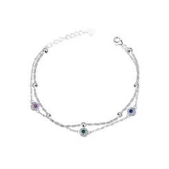 Pulseira Prata Rodinada Com Zircônias Coloridas