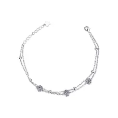 Pulseira Prata Rodinada Dupla Com Zircônias