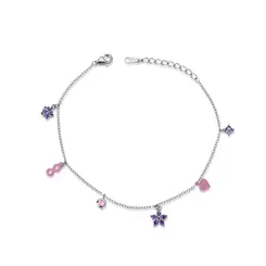 Pulseira Prata Rodinada Pingentes Variados Coloridos