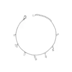 Pulseira Prata Rodinada Pingentes Variados