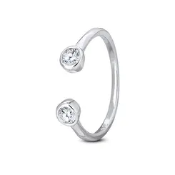 Anel Prata Rodinado Aberto Com Zircônias