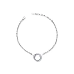 Pulseira Prata Rodinada Circulo Central Com Zircônias