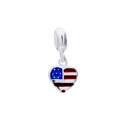 Berloque Prata Art Collection Bandeira Estados Unidos Esmaltado