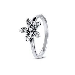 Anel Prata Flor Com Zircônias