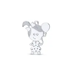 Pingente De Prata Menina Balão