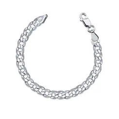 Pulseira Prata Masculina Grumet 21cm 8mm