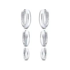 Brinco Prata Leve Trio Argola Lisa