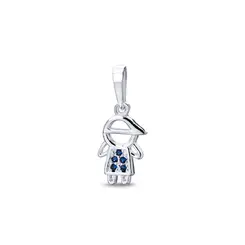 Pingente Prata Menino Zircônia Azul