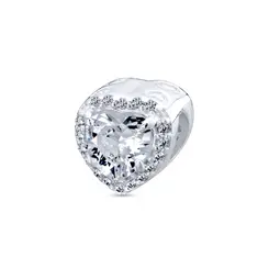 Berloque Prata Art Colection Separador Com Coração Zircônias