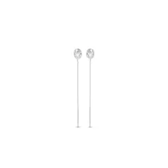 Brinco Prata Gancho Pedra Oval Branco