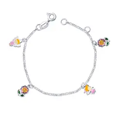 Pulseira Prata Fada Com Flor