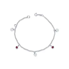 Pulseira Prata Zircônia Vermelha