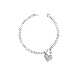 Pulseira Prata Leve Coração Vazado Chapa